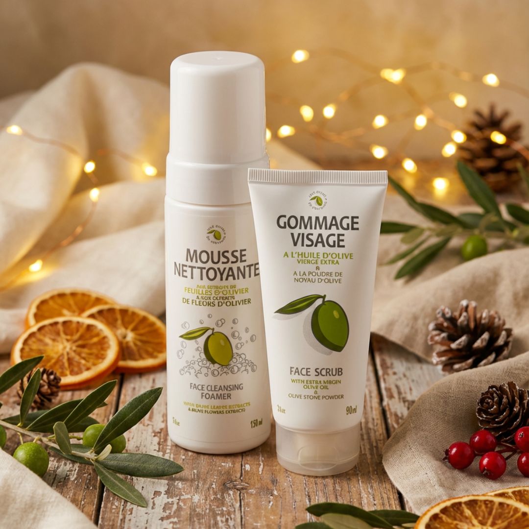 Gentle Olive Face Cleansing Foamer & Scrub Duo โ For Sensitive Skin๐